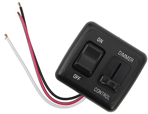 Variateur d'intensité 12 V 10 A 12 V à bascule avec variateur d'intensité latéral pour lampe halogène RV, camping-car, bateau, bus, voiture, camion, bande noire