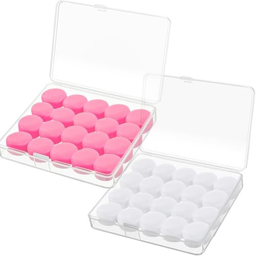 YSYONBOE Tapones Oídos Ruido Dormir, 20 Pares Tapones para Oídos de Silicona Reutilizables Impermeables Tapones para los oídos para Dormir, Nadar, Estudiar(blanco+rosa)