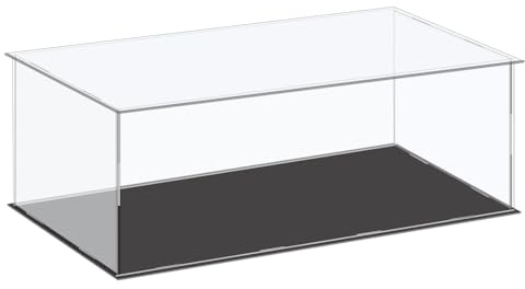 TA-VIGOR Transparente Acryl-Vitrine, 40x20x15 cm, zusammenbaubar, würfelförmig, Ständer, staubdichter Schutz, Vitrine mit schwarzem Boden