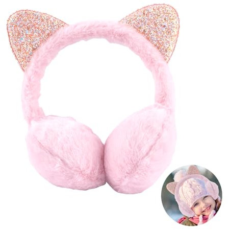 GWAWG Cache Oreille Licorne Cache-Oreilles,Fourrure Fille Cat Ears,Peluche Protege Oreille,Cache-oreilles Pliable Ajustable Earmuff,d'Hiver Chat Earmuffs,cache-oreilles en peluche pour Femme