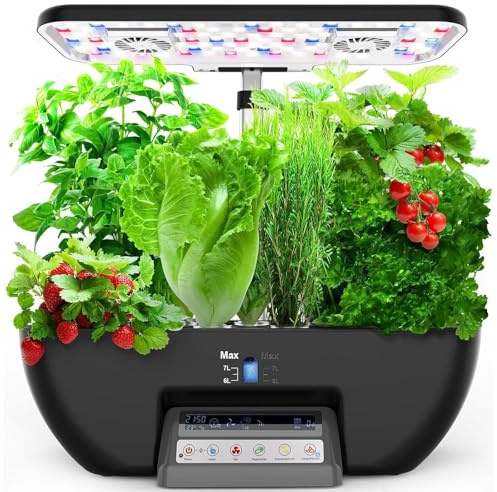 Intelligente Pflanzenwachstumsmaschine, Kräutergarten mit 17 Schoten 7L Wassertank, höhenverstellbar, mit 28W Vollspektrum-Anzuchtlampen und 2 Ventilatoren, smarter Innenhof-Pflanzer