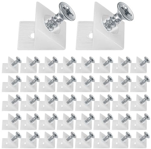 90 Piezas Cuñas de Reparación Soporte Fijación, Cuñas Estabilizadores Posterior Plana Estabilizadores con Tornillos, Cuñas de Inferior Cajón Plastico para Cajones y Muebles - Blanco (90)