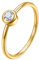 Skcess Damen Ring Gold, Fidget Ring Edelstahl 2-mm-Ring mit Rundem Zirkonia Ring 52 (16.6)