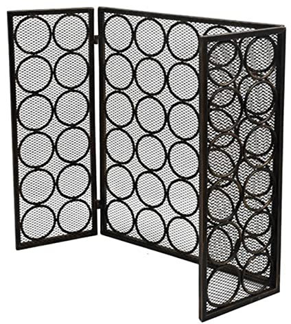 OJKJGY Pantalla de Fuego Resistente al Calor con diseño Circular, Puerta de Pantalla F de Hierro Forjado Resistente para Horno de Llama/Estufa de leña