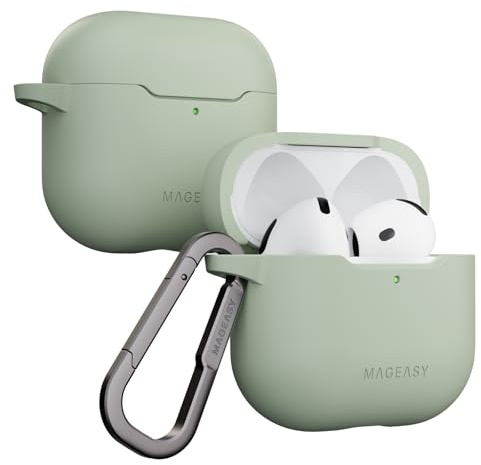MAGEASY Design für AirPods 4 Case – Stoßfeste Schutzhülle für AirPods 4, fleckenresistent, glatt & hautfreundlich, unterstützt kabelloses Laden – Skin (Wüstengrün)