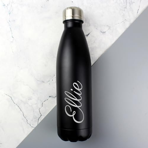 Custom Personalised Black Metal Insulated Drinks Bottle. Ideal for Kids,Teachers,Work,School,Cycling,Gym,Camping, Mother's Day, Father's Day