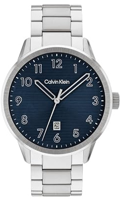 Calvin Klein Uhr mit DREI-Zeiger-Quarzwerk für Herren Kollektion Minimalistic Pilot mit Silbernes Edelstahlarmband - 25200515