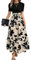 XFSRG Vestido Mujer Florales de Manga Corta Cuello Redondo Elegante Verano Volante Dobladillo A Línea Largos Vestidos para Casual Noche Fiesta(Beige/M)