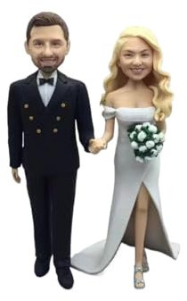 EVZZ 3D Figur personalisiert,Personalisierte Wackelkopf-Figuren, Ganzkörper-Anpassung, handgefertigte Skulptur für Vater, Mutter, Weihnachten, Valentinstag, Geburtstag, Party, Hochzeit (2 Personen)