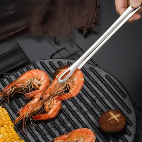 Stainless Steel Kitchen Grill Tweezers 2 Pack BBQ Food Tongs for Precise Control and Safe Handling (Silver)