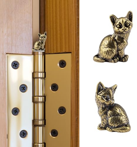 UFURMATE Hinge Head Home Decoration 2Pcs Magnetic Brass Kitten Hinge Decorative Topper Creative Brass Kitten Hinges Head Magnets Ornaments(Cat)
