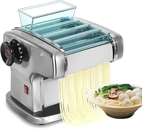Zertylre Elektrische Nudelmaschine, 135W pastamaker aus Edelstahl, geeignet für die Herstellung von Spaghetti und Lasagne,mit 3 Klingenbreiten（2.5mm,4mm&9mm） und 9 Variable Teig-Stärken（0.5-5mm)