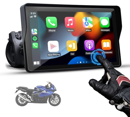 PARKVISION 5-Inch Wireless Motorcycle Sat Nav Motorbike Carplay Screen | Compatible with CarPlay & Android Auto - Waterproof Touchscreen, Portable Bluetooth Connectivity Motorcycle Carplay