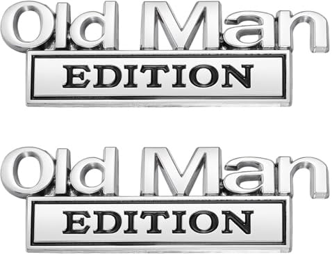 2 Stück Old Man Edition Auto Emblem 3D Metall Emblemaufkleber Auto Lustige Zinklegierung Strapazierfähige Autoaufkleber Abzeichen Männer Für LKW SUV Kotflügel Heckklappe Stoßstange Namensschild
