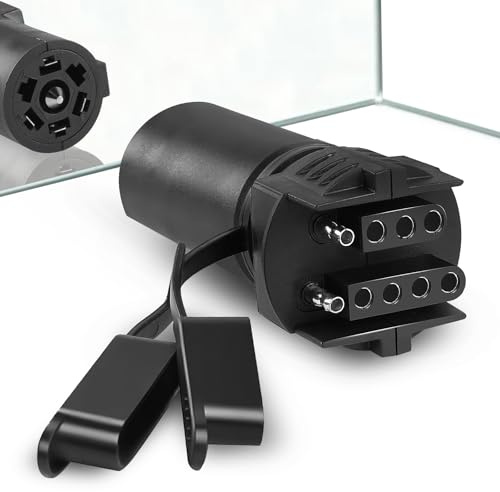 Jiomrzo 7 to 4 & 5 Pin Trailer Light Adapter,Convenient 2-in-1 Design Trailer Plug Adapter, Upgraded Weatherproof 7 Way to 4 Way & 5Way Trailer Connector, for RV Truck Utility Tow Hitch Boat