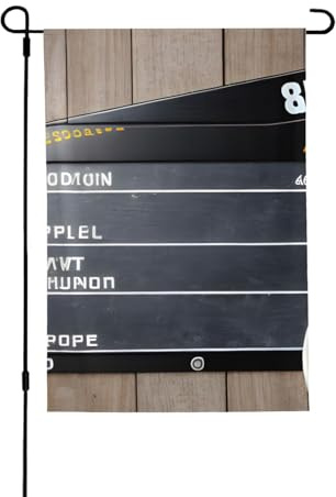 Bandera de jardín de doble cara con tablillas de cine y palomitas de maíz, 71 x 102 cm, pancarta decorativa para patio, porche, césped, patio, todas las estaciones
