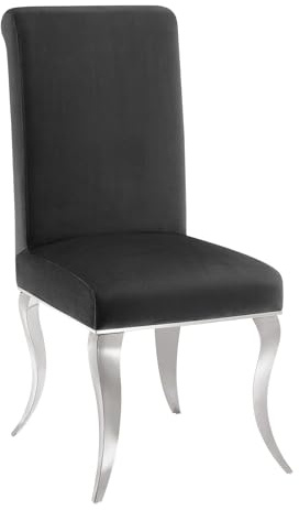Stuhl MODERN BAROCK DELUXE - 105cm - schwarz silber - Samt Edelstahl-Beine | hoher Komfort, bequeme Polsterung, langlebig, stabil, Design, Eyecatcher
