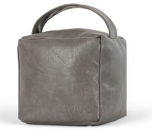 LIVIVO Fabric Heavy Doorstop - Weighted Door Stopper Indoor with Faux Leather Cube Cover - Decorative Door Stops for Home or Office - Heavy Door Stop (Grey)