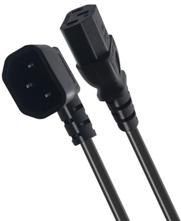 Right Angled C14 to C13 Power Extension Cord 30Cm 60Cm for Computer Monitor UPSs Server 2500W