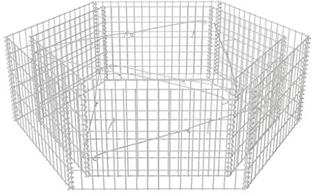 vidaXL Gabion Basket Plant Pot Hexagonal 160 x 140 x 50 cm, steel, Silver