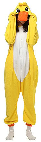 Silver_river Erwachsene Unisex Tier Jumpsuits Onesie Pyjama Cosplay Overall Hausanzug, Ente Gelb, Lty20yellow, S(146cm-159cm)