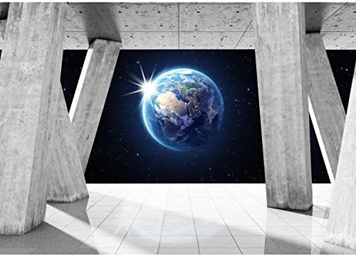 Runa Art Fototapete Erde Universum 352 x 250 cm Vlies Tapeten XXL Moderne Wandtapete Wohnzimmer Schlafzimmer Grau Schwarz Blau 9293011a