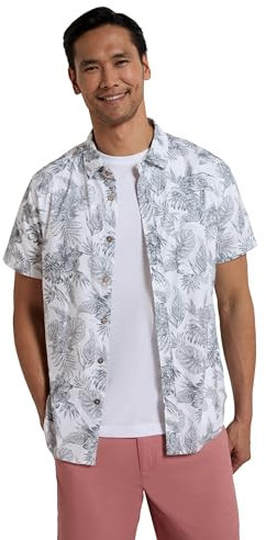 Mountain Warehouse Coconut Slub Texture Short-Sleeved Shirt - Lightweight Cotton Tee with Pocket, Casual Wear - Spring Summer, Holidays & Travelling White XXL