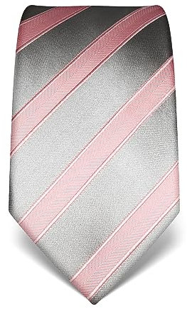 Vincenzo Boretti Cravate homme, pure soie, haute densité de tissage, anti-tâches, anti-salissures, hydrofuge, longue, accessoire élégant pour la chemise et costume - à rayures rose