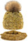MFAZ Morefaz Ltd Set Mütze & Schal Winter Damen Alpaka Wolle Beanie Strickmütze Wurm Fleece Bommel Pom Pom (Mustard Set Hat&Scarf)