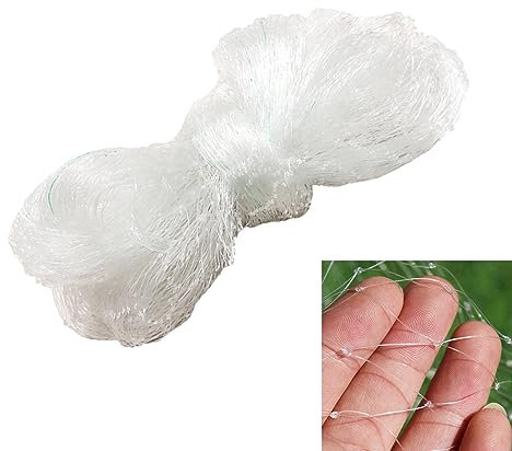 Mivanta Durchsichtiges Gartennetz, Gartennetz für Gemüse, 5 x 5 m, Star und langlebiges Nylon mit Befestigungsklammern zum Schutz von Obstbäumen, Erdbeeren, Sträuchern und Gemüse