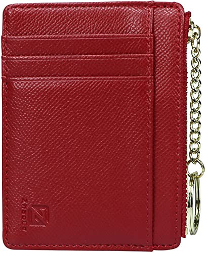 ZhaoCo Porte Monnaie Femme, Petit Portefeuille PU Cuir Porte Carte de Crédit Sac à Main avec à glissière Porte-clés pour Femme Ado Fille Cadeau - Rouge