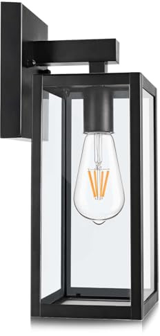 MAXvolador Outdoor Wall Lantern, Exterior Waterproof Wall Sconce Light Fixture, Black Anti-Rust Mount Light with Clear Glass, E26 Base Wall Lamp