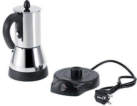 Hongzer Caffettiera elettrica Moka, caffettiera espresso in acciaio inossidabile, caffettiera elettrica spina europea 220V(300ml)