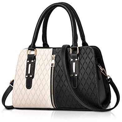 NICOLE & DORIS Schultertasche Damen Mode PU Leder Schick Shopper Handtasche Umhängetasche Tote Handtaschen mit Quasten Schwarz