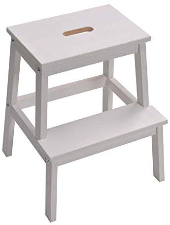 MHBGX Escabeau Pliant Multifonction, Escabeau En Bois Massif Escabeau Escabeau Changement de Maison Banc de Chaussure Escabeau Tabouret Haut Et Bas Escabeau En Bois Escabeau 2 Étapes Portable,Blanc