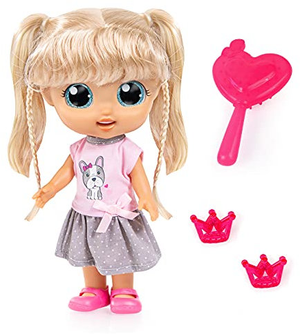Bambola City Girl da acconciare, con risate, dà un bacio, capelli lunghi e occhi bellissimi con accessori, interattiva, rosa, grigio, cane