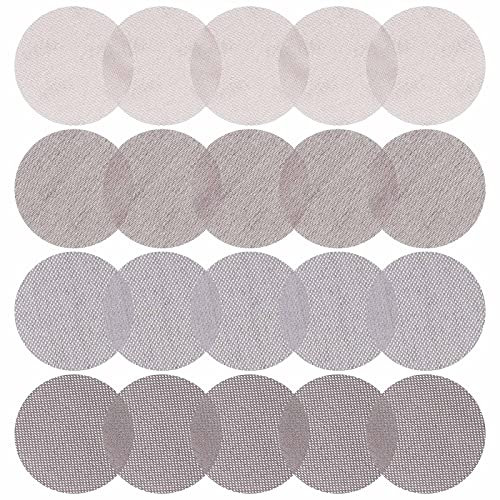 eMagTech 20x 5 Pouces Maille Crochet et Boucle Disques de Ponçage 80/150/240/400 Assortiment Grain sans Poussière Filet Abrasif Anti-blocage Maille Papier Abrasif pour Plancher Meubles en Bois