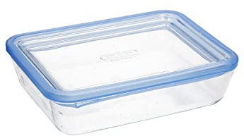 Pyrex Pure Glass, Recipiente Rectangular Hermético con Tapa 22X17X8Cm, 1,5L, Transparente, 5424005