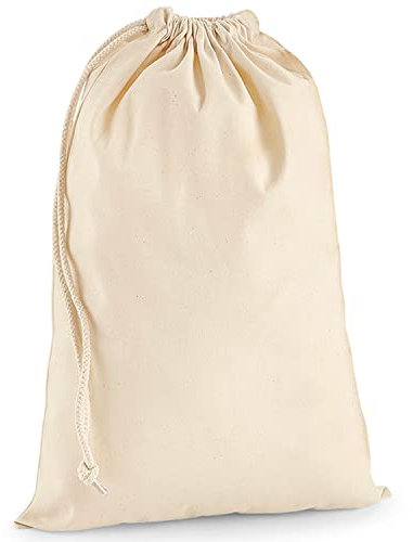 TULLUN Natural Cotton Drawstring Bag Extra-Large Heavy Duty Fabric Bag for Laundry, Storage, Shoping in Natural Colour - XL (75 x 49 cm / 29,5 x 19,3'' 38 litres) - Pack of 1