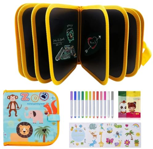 DoGeek Erasable Drawing Book, Portable Reusable Drawing Board, Lion Travel Toys Doodle Pad for Kids 3 4 5 6 7 8 Year Old Boy Girl Birthday Gifts, 14 Pages for Magic Drawing with 12 Pens
