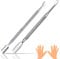 2 Stück Nagelhautschieber Edelstahl Set, FUKPO Profi Nagelhautschieber Nagelhautentferner, Silber Metall Nagelschieber Spatel Cuticle Pusher für Maniküre Pediküre