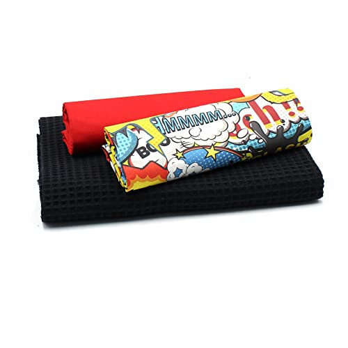VmG-Store Waffelpique + Baumwollstoff Set farblich abgestimmt Waffel Stoff 100% Baumwollstoff Tex Standard 100 (Comic Bunt Set 64)