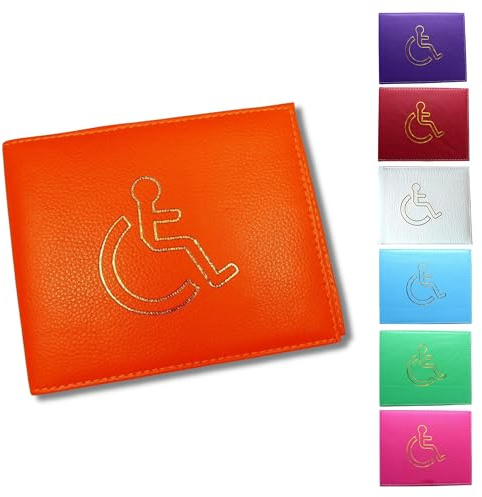 Soft Leather Disabled Badge Holder Wallet Disability Parking Badge Cover Holder by Glamified Disabled Blue Badge Display Holder… (Orange)