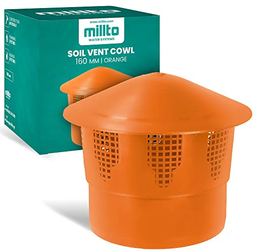 Millto™ Dachentlüftungskappe Abflussrohranschluss Abwasserentlüftungsendkappe Schornsteinrohr Regenschutz 160 mm Orange Steckbuchsenstecker
