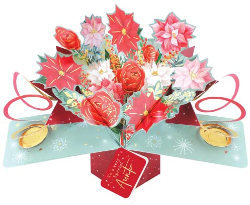 Auntie Christmas Card 3D Festive Bouquet Pop Up Christmas Card Xmas Cards POP067X01