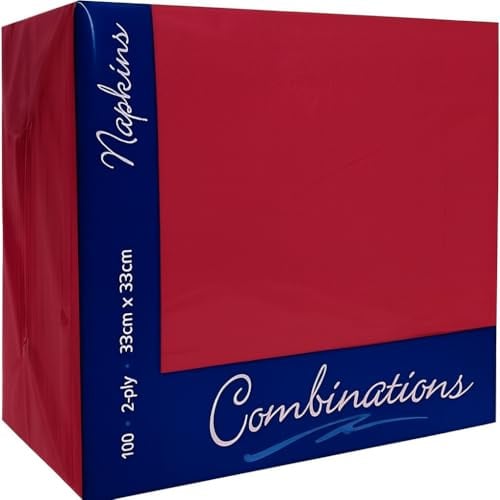 ISUPLI Burgundy Napkins 33x33cm – 100 Premium 2-Ply Serviettes | Soft, Absorbent Disposable Napkins for Parties, Christmas, Weddings, Catering, Restaurants & Dinner Table Decor