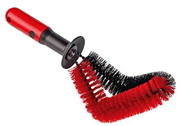 ToM PaR Geknickte Felgenbürste I Auto Reifenbürste I Stahl- und Alufelgen I Ergonomischer Griff I Gummikragen am Griff zum Schutz der Händ I Entfernt effektiv Schmutz von Felgen I Länge: 28 cm I Rot