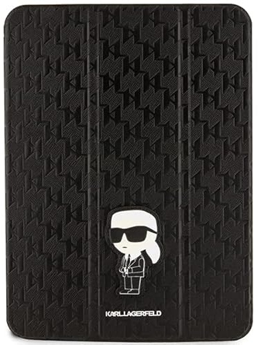 Karl Lagerfeld KLFC11SAKHPKK hülle für iPad 10.9 Folio Magnet Allover Schwarz Saffiano Monogram Ikonik
