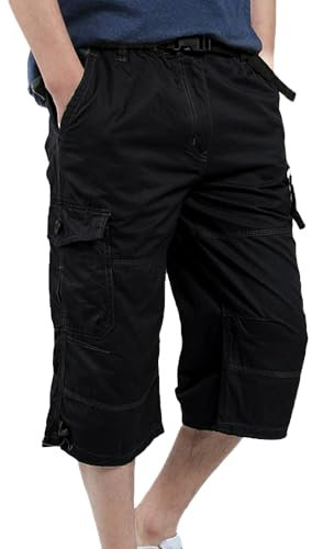 YAOBAOLE Kurze Sommerhose Cargo Shorts Männer Caprihose Army Hose Outdoor Leichte Arbeitshose Sommer Schwarz 3XL