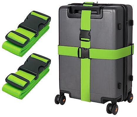 Grün Koffergurt Koffer Band 198cm Gepäckgurt Lang Koffer Gepäckgurte Kofferband Gurt kofferbänder 2er Set,Verstellbare Koffer Gepäckgurte Luggage Strap für Koffer